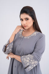 Georgette Jacquard Embroidered Ethnic Kurta - One Piece