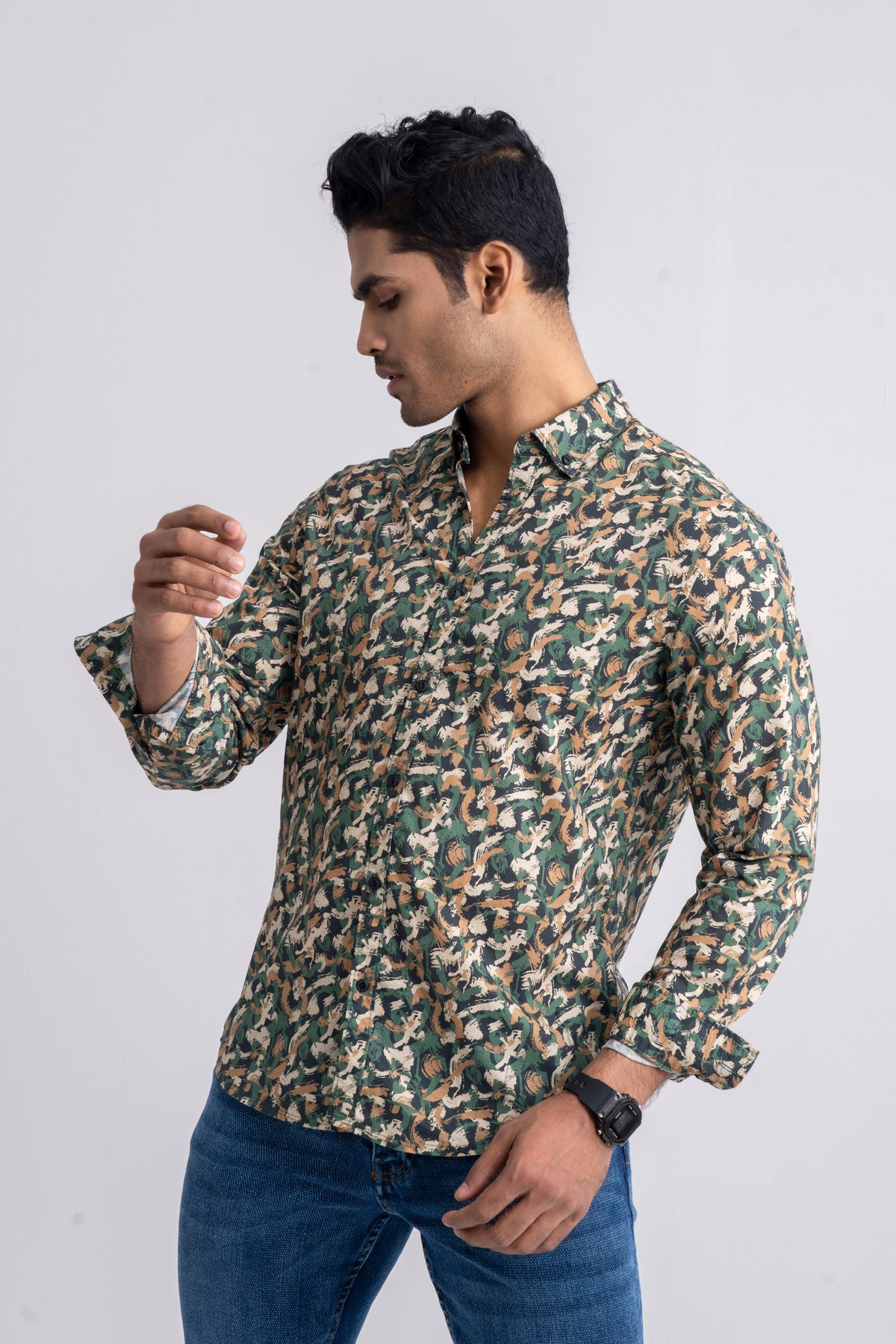 Digital Print Camouflaged Casual Shirt