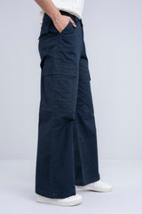 Wide-Leg High-Waist Twill Trousers