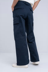 Wide-Leg High-Waist Twill Trousers