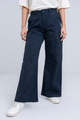 Wide-Leg High-Waist Twill Trousers