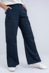 Wide-Leg High-Waist Twill Trousers