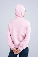 Quilted Hoodie with Embroidered Kangaroo Pocket