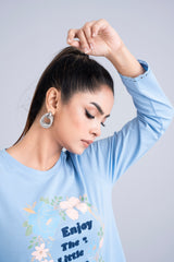 Floral Printed T-Shirt with Lace Detailing