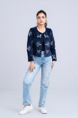 Relaxed Fit Floral Embroidered Bolero Top