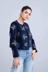 Relaxed Fit Floral Embroidered Bolero Top