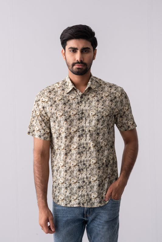 Regular Fit Floral Printed Casual Shirt