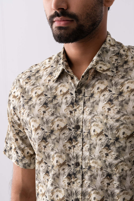 Regular Fit Floral Printed Casual Shirt