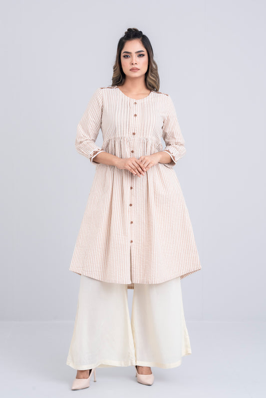 Long-Length Embroidered Ethnic Kurta - One Piece