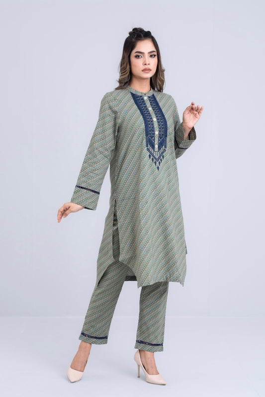 Printed Khaddar Two-Piece Ethnic Set