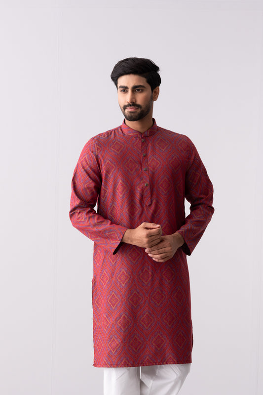 Regular Fit Cotton Semi-Formal Panjabi