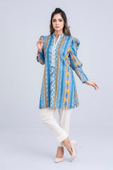 Puff-Sleeved Cotton Satin Kurti - Mystika