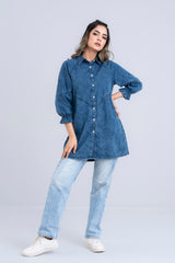 Relaxed Fit Denim Tencel Casual Shirt