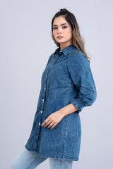 Relaxed Fit Denim Tencel Casual Shirt