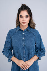 Relaxed Fit Denim Tencel Casual Shirt