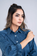 Relaxed Fit Denim Tencel Casual Shirt