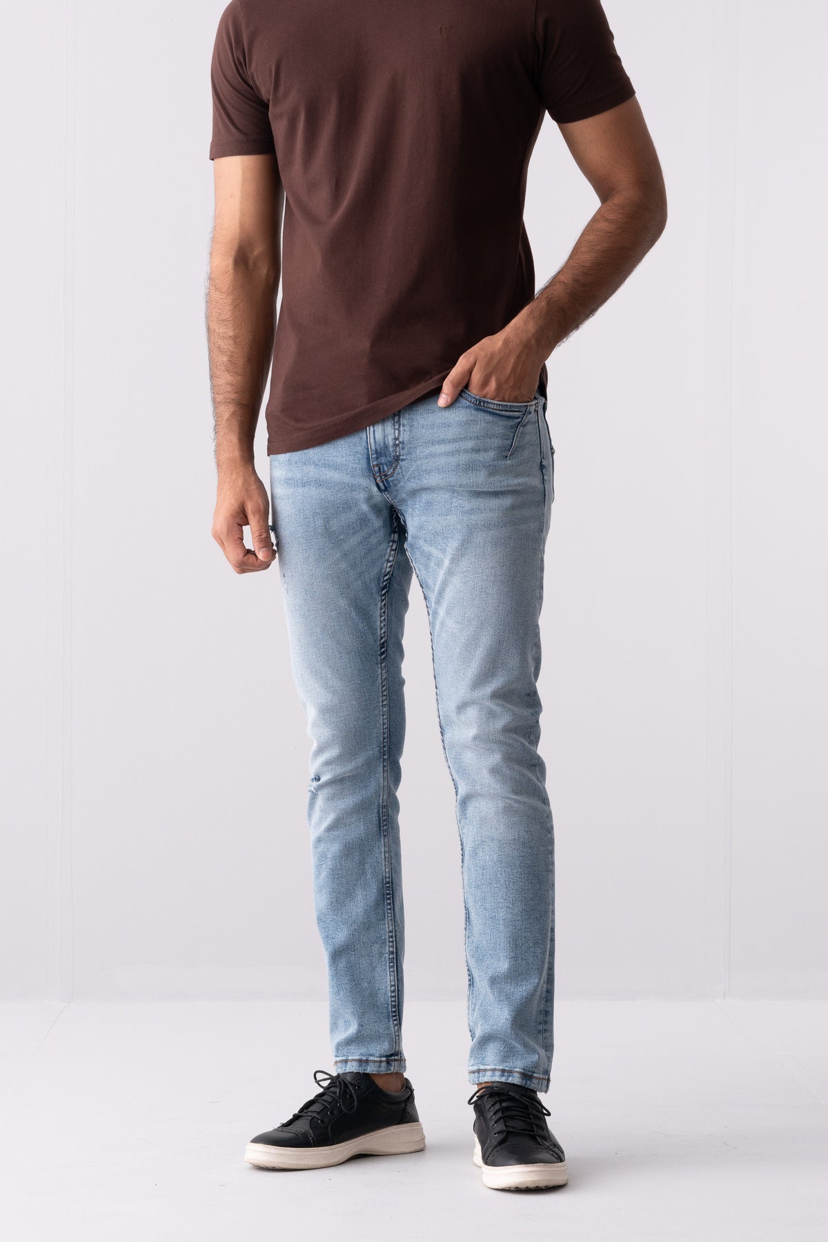 Slim Fit Distressed Blue Jeans