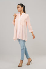 Lace Yoke Pintuck Top